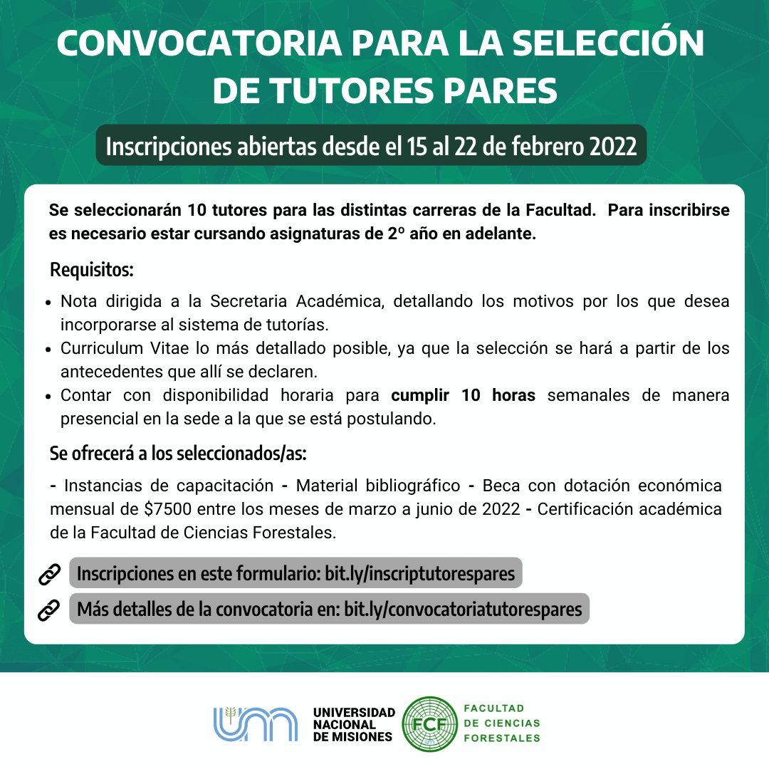 Convocatoria abierta para la selección de tutores pares - Facultad de ...