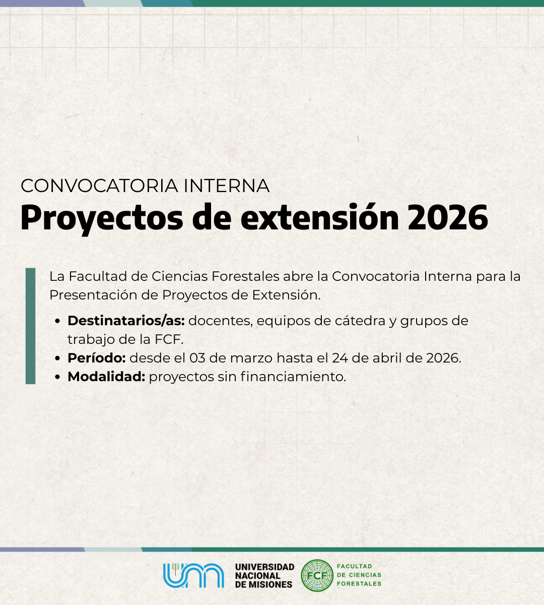 Convocatoria interna para la presentación de Proyectos de Extensión ...
